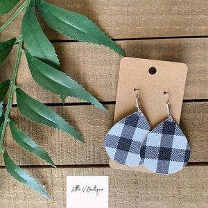 Plaid Handmade Faux Leather Earrings